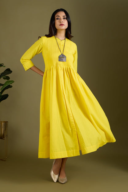 Maati Craft Zesty Yellow Pop Infinity Pntuck Dress