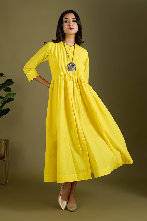 Maati Craft Zesty Yellow Pop Infinity Pntuck Dress