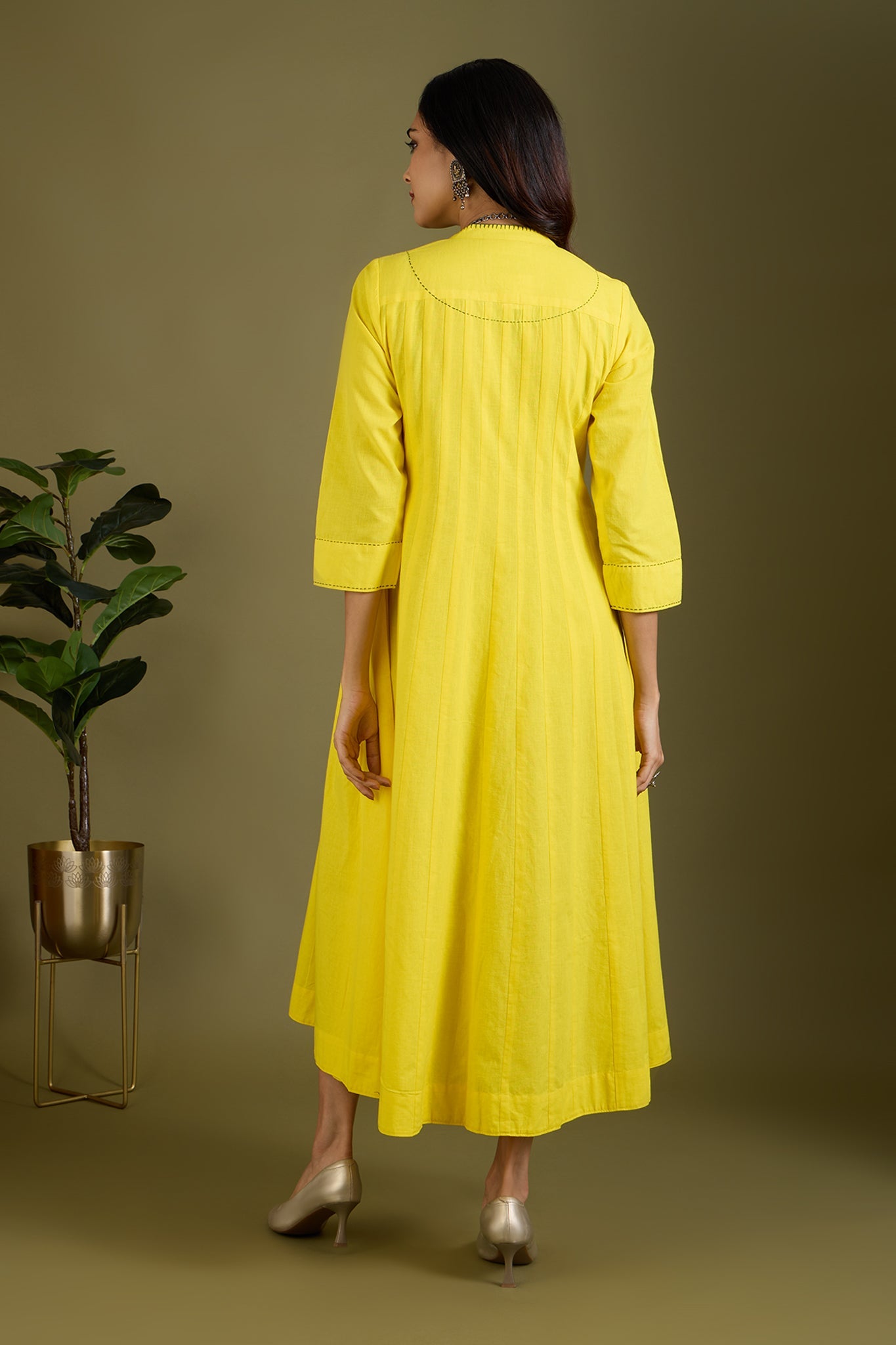 Maati Craft Zesty Yellow Pop Infinity Pntuck Dress