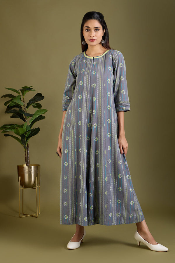 Maati Craft Soft Grey Bloom Jumpsuit with Pockets