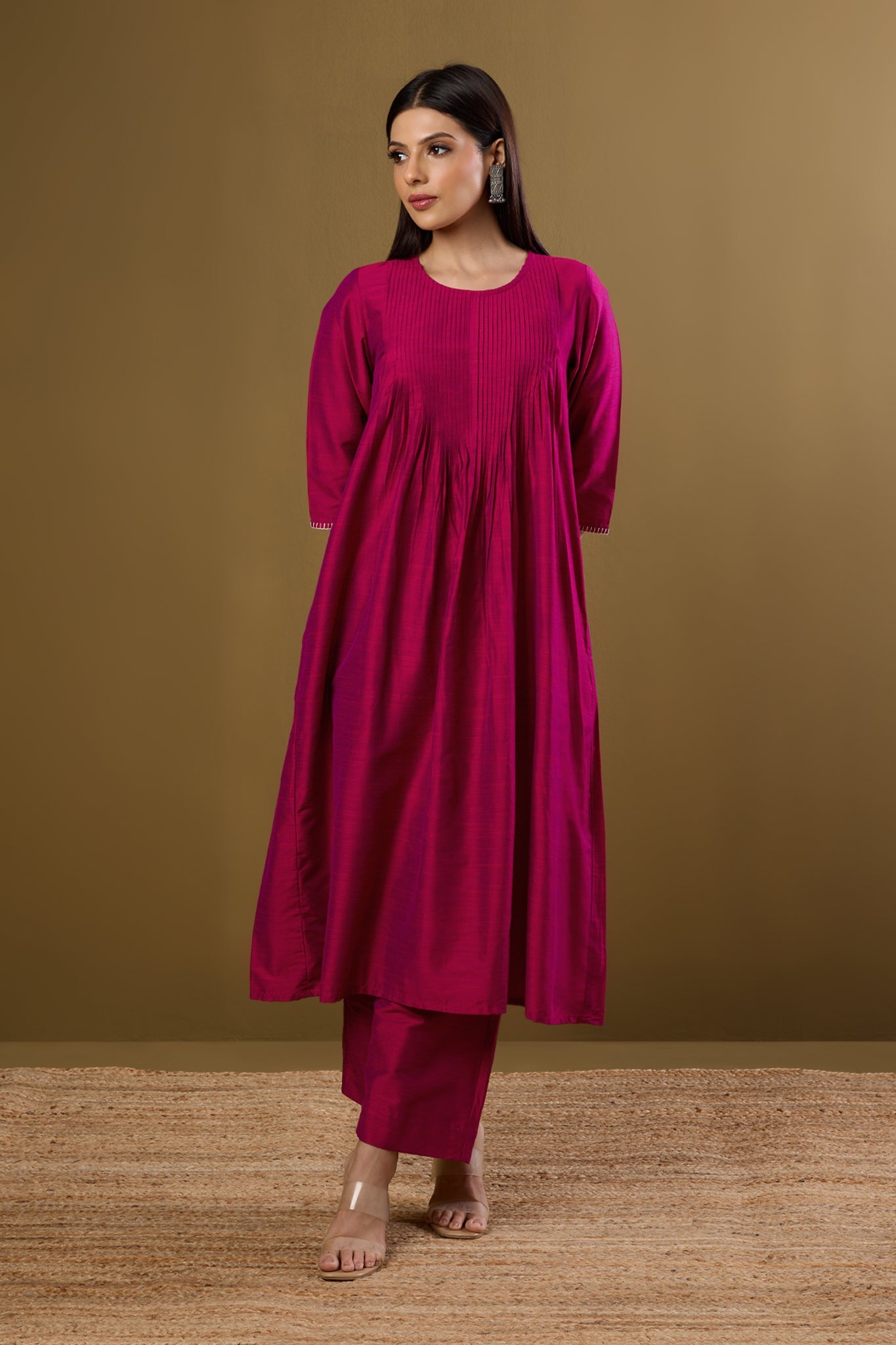 Maati  Imperial Gilded Rose Luxe Pintuck Long Dress