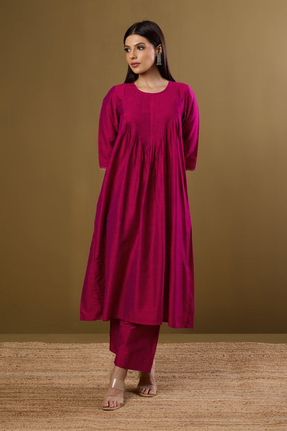 Maati  Imperial Gilded Rose Luxe Pintuck Long Dress