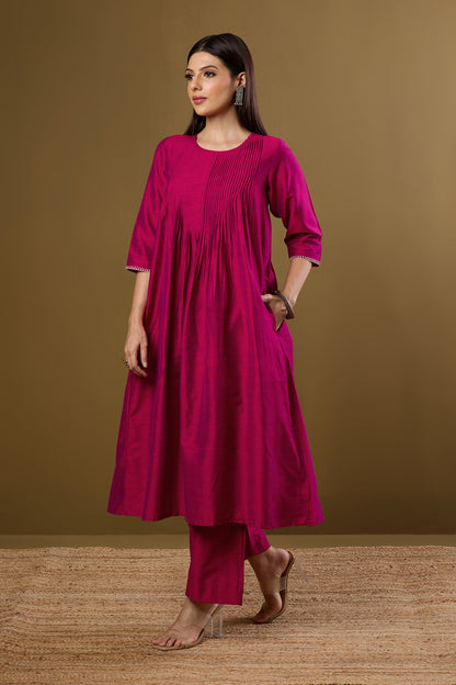 Maati  Imperial Gilded Rose Luxe Pintuck Long Dress