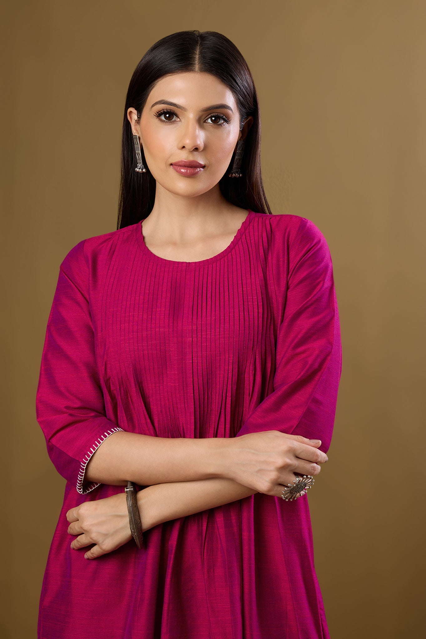 Maati  Imperial Gilded Rose Luxe Pintuck Long Dress