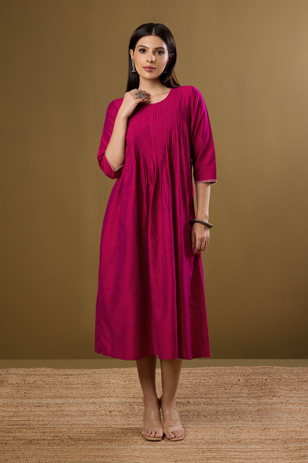 Imperial Gilded Rose Luxe Pintuck Long Dress Mc