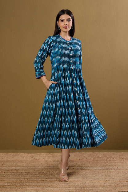 Maati Craft Skyline Streaks Infinity Pintuck Dress