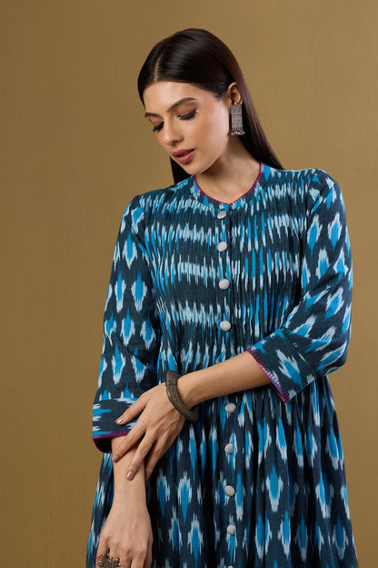 Maati Craft Skyline Streaks Infinity Pintuck Dress