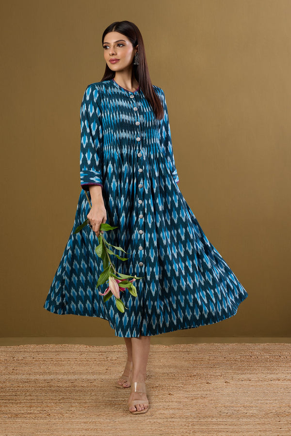 Maati Craft Skyline Streaks Infinity Pintuck Dress