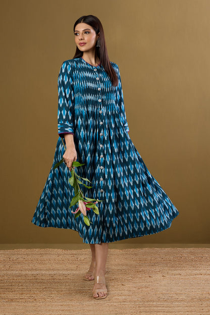 Maati Craft Skyline Streaks Infinity Pintuck Dress