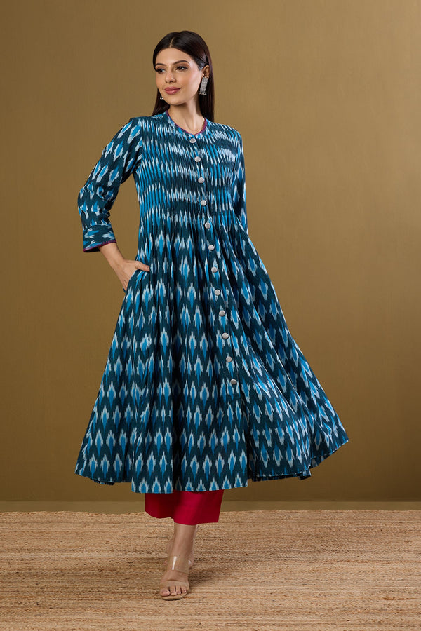 Maati Craft Skyline Streaks Infinity Pintuck Dress