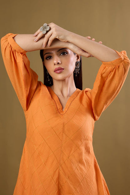 Maati Craft Sunkissed Checks V-Neck Dress
