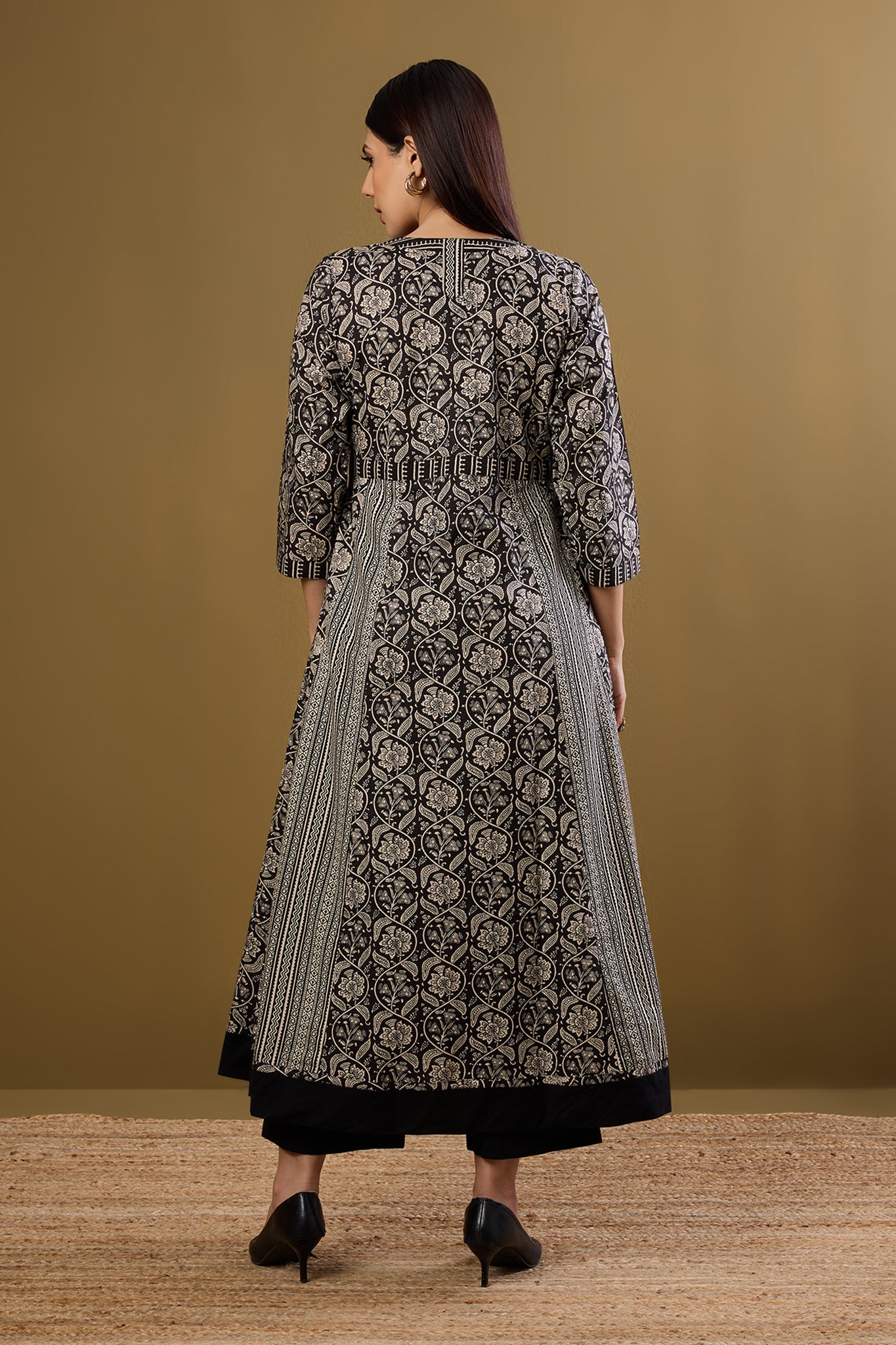 Maati Craft Long Sufi Anarkali Moonlight on Ink