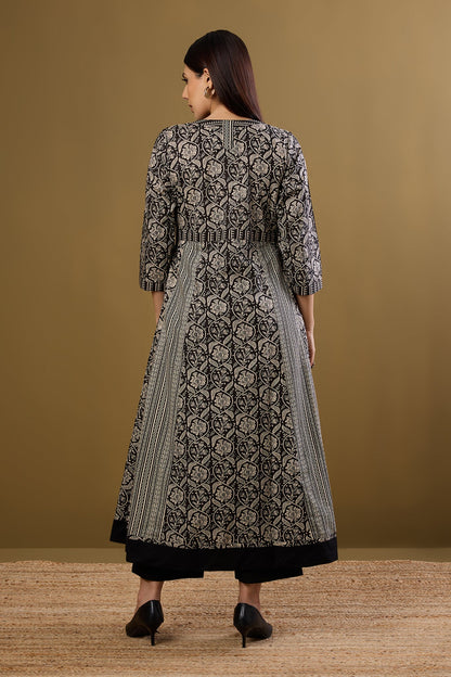 Maati Craft Long Sufi Anarkali Moonlight on Ink