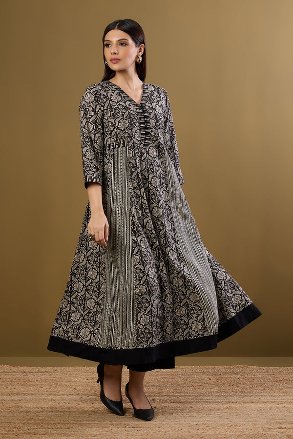 Maati Craft Long Sufi Anarkali Moonlight on Ink