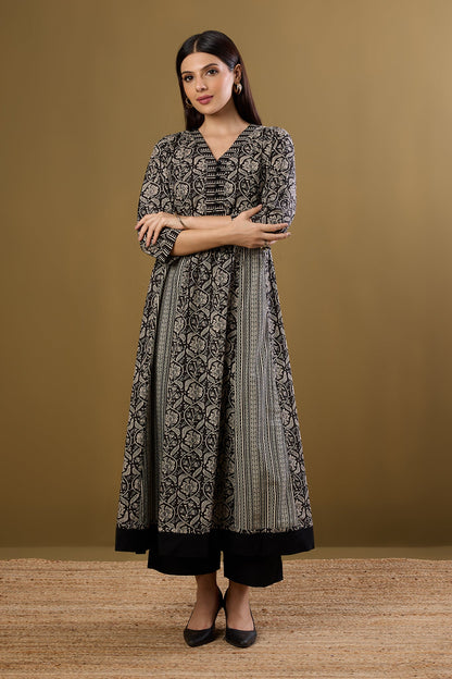 Maati Craft Long Sufi Anarkali Moonlight on Ink