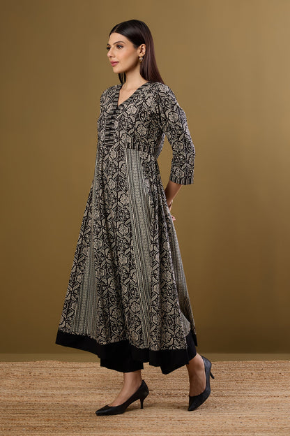 Maati Craft Long Sufi Anarkali Moonlight on Ink