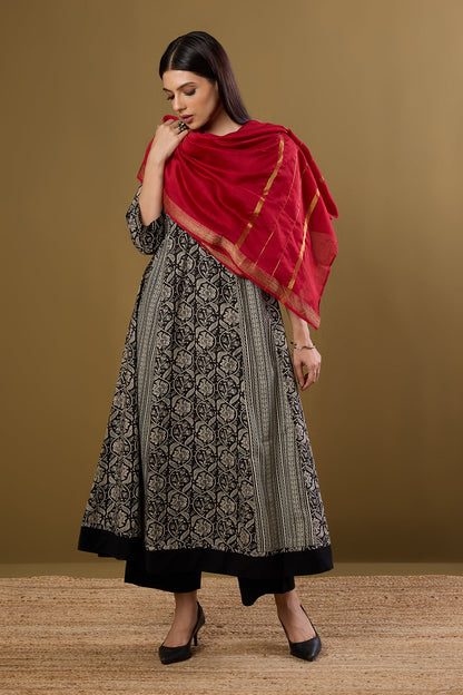 Maati Craft Long Sufi Anarkali Moonlight on Ink