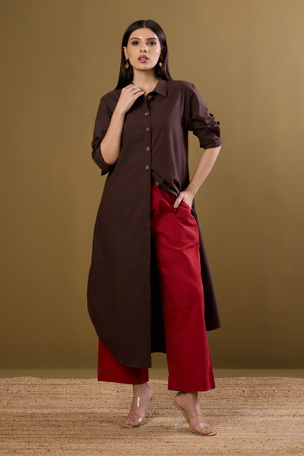 Mocha Move long cotton shirt dress