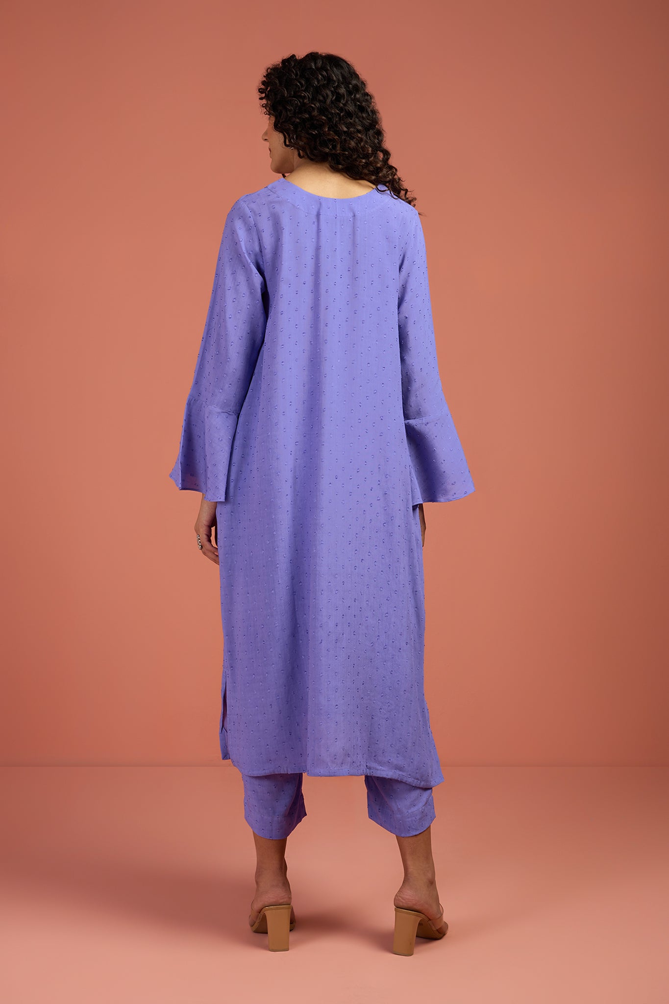 Maati Craft Coord Set- Wisteria Veil Modern Long Tunic Kurta And Pants (Set Of 2)