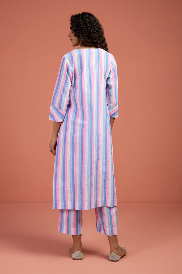 Maati Craft Co-ord Set Poem in Pastel Panelled Kurta & Pants