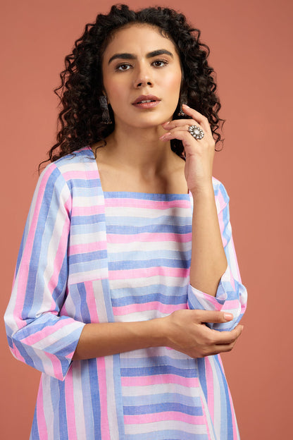 Maati Craft Co-ord Set Poem in Pastel Panelled Kurta & Pants