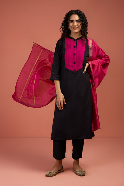 Maati Craft Raat Rani Long Pintuck Yoke Kurta with Slit