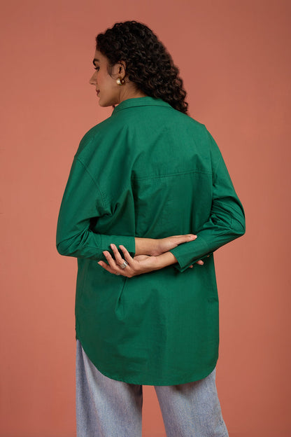 Maati Craft Oversized Longline Casual Shirt Canopy Calm