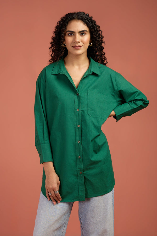 Maati Craft Oversized Longline Casual Shirt Canopy Calm