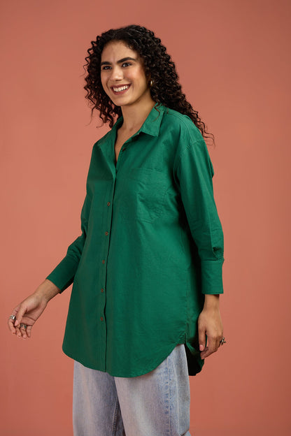 Maati Craft Oversized Longline Casual Shirt Canopy Calm