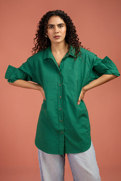 Maati Craft Oversized Longline Casual Shirt Canopy Calm