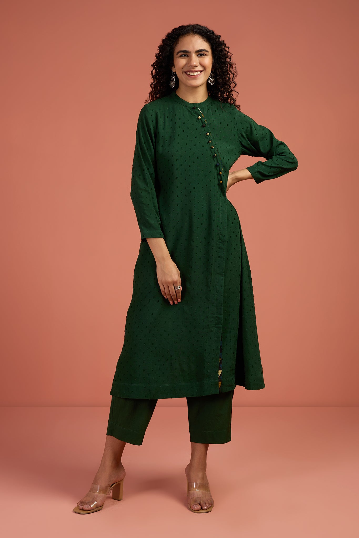 Maati  Woodland Bloom Viscose Cotton Cross Potli Angrakha Kurta