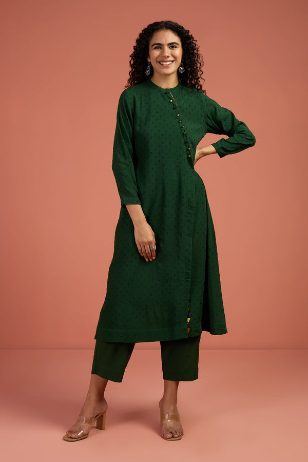 Maati  Woodland Bloom Viscose Cotton Cross Potli Angrakha Kurta