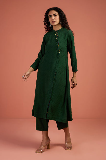 Maati  Woodland Bloom Viscose Cotton Cross Potli Angrakha Kurta