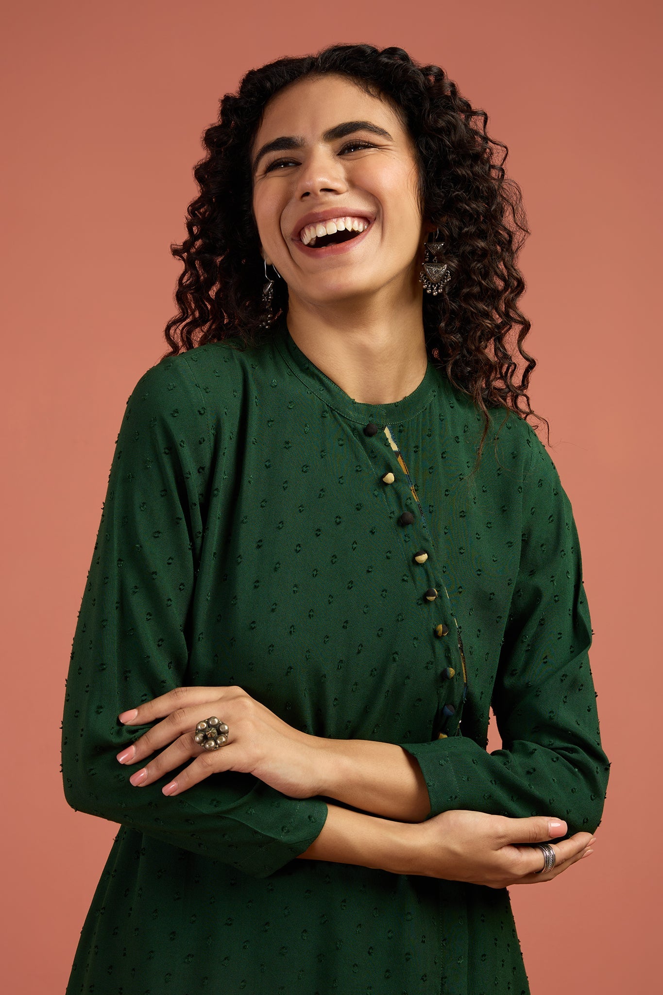 Maati  Woodland Bloom Viscose Cotton Cross Potli Angrakha Kurta