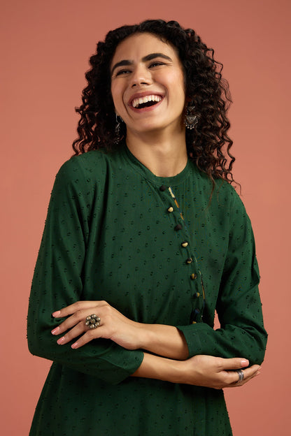 Maati  Woodland Bloom Viscose Cotton Cross Potli Angrakha Kurta