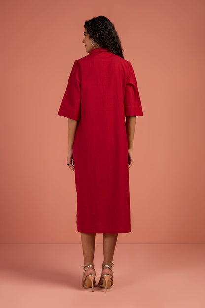 Boho Collar Dress Crimson Wanderer