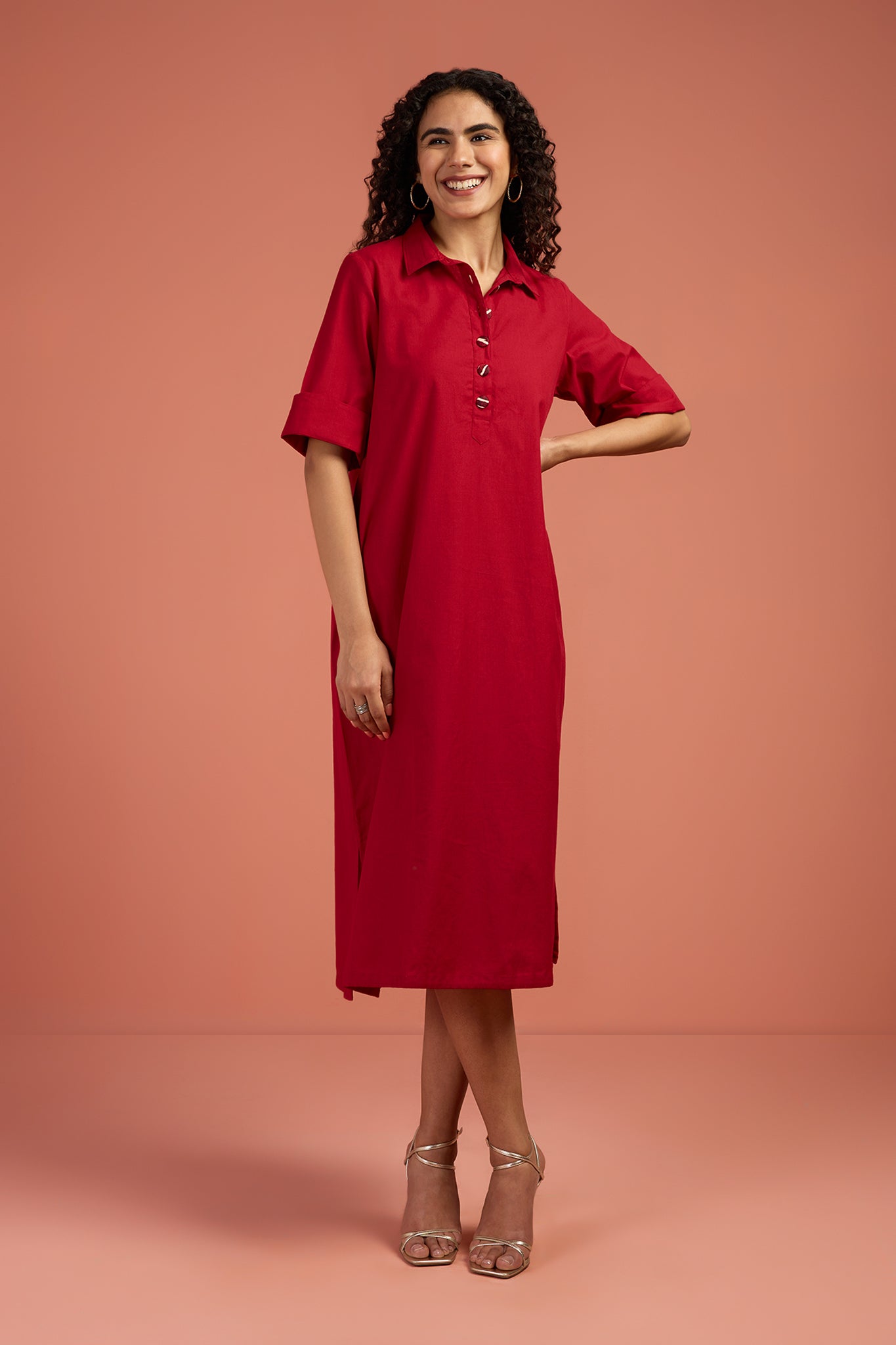 Boho Collar Dress Crimson Wanderer