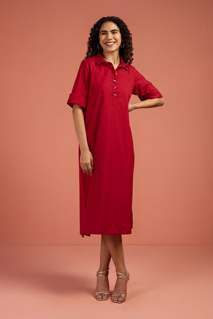 Boho Collar Dress Crimson Wanderer