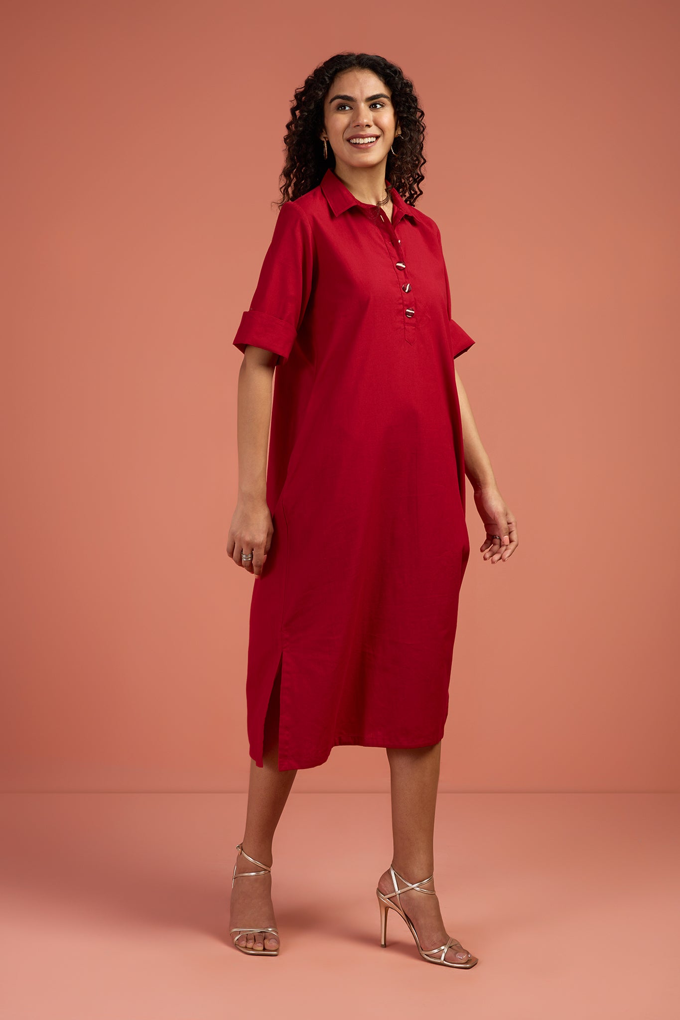 Boho Collar Dress Crimson Wanderer