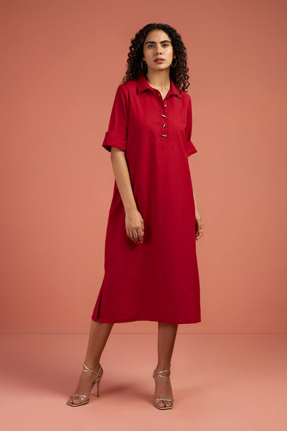 Boho Collar Dress Crimson Wanderer