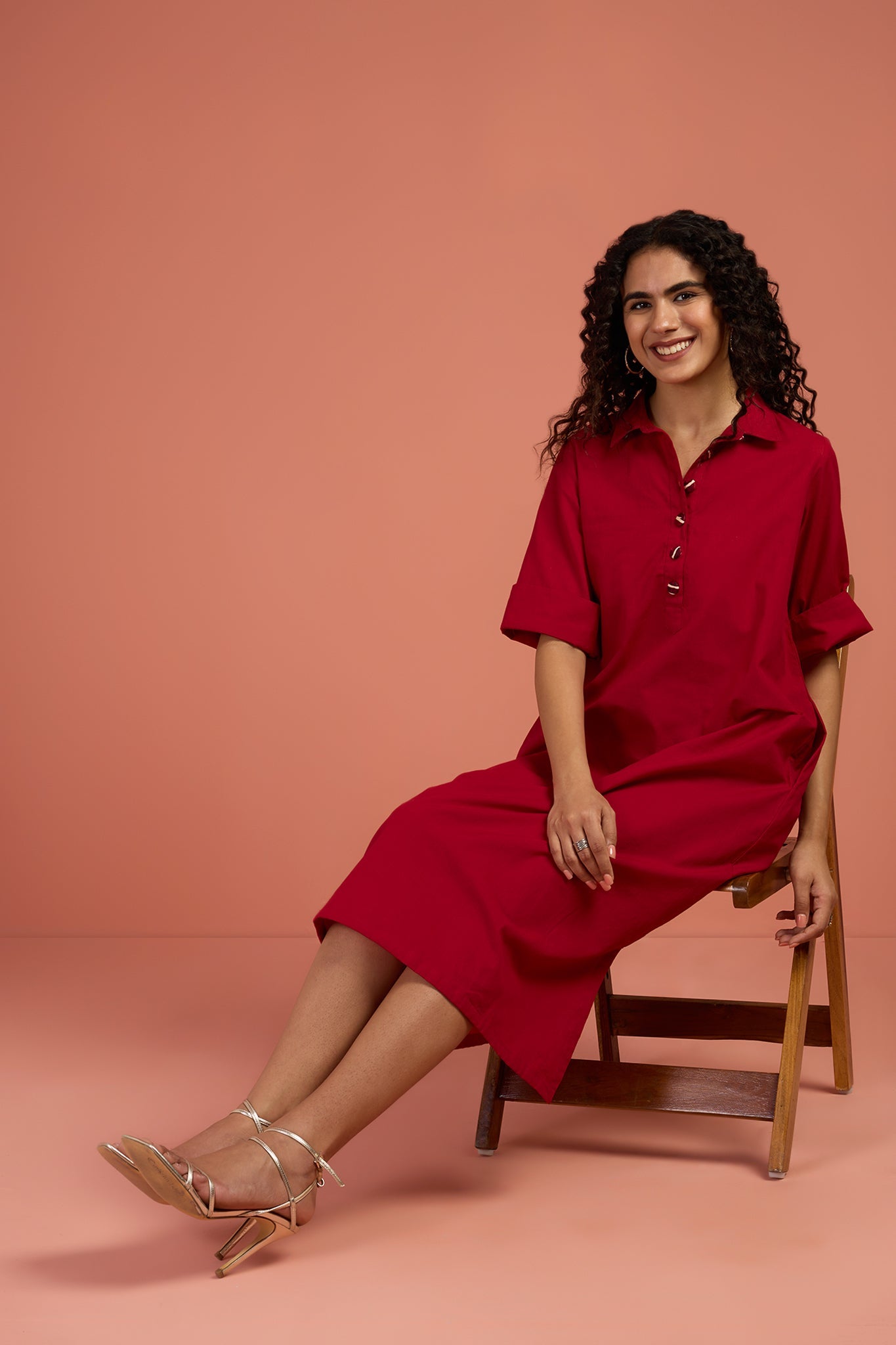 Boho Collar Dress Crimson Wanderer