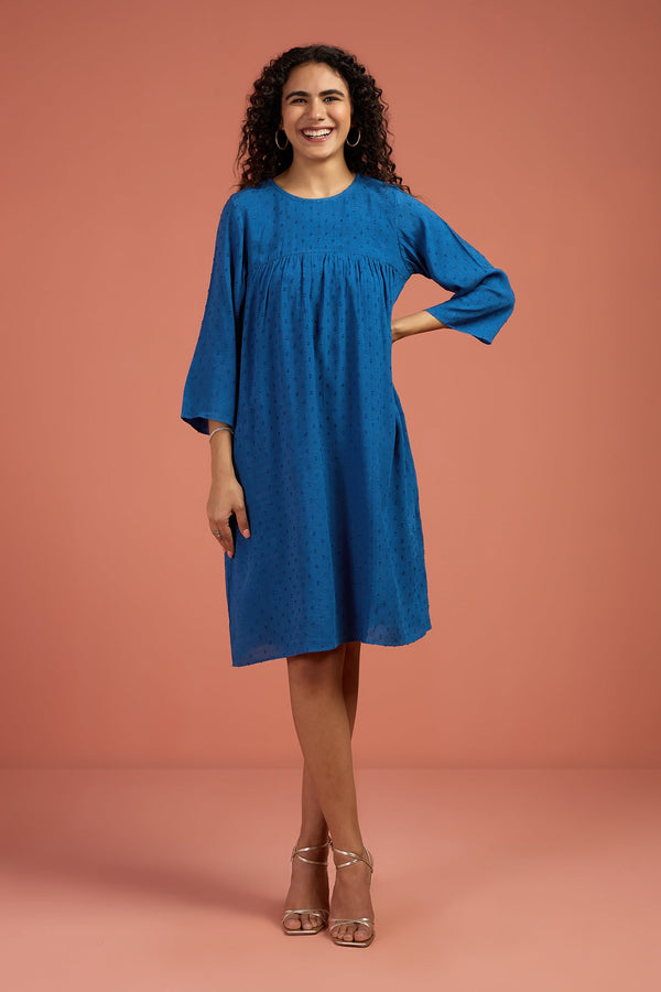 Indigo Whisper Mini Gather Dress Mc