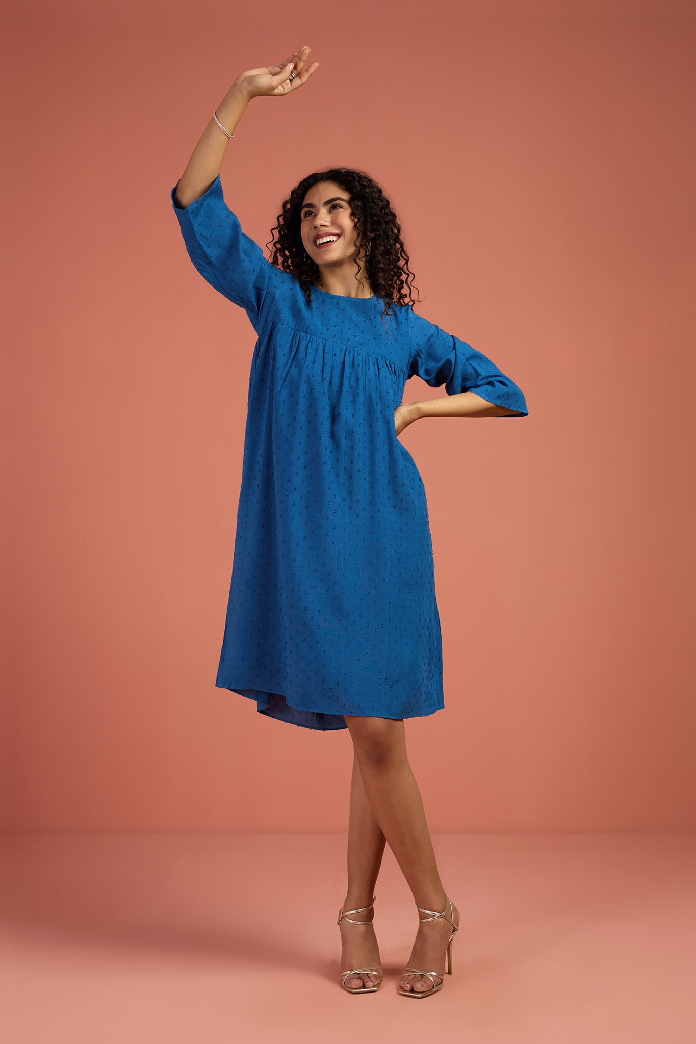 Indigo Whisper Mini Gather Dress Mc