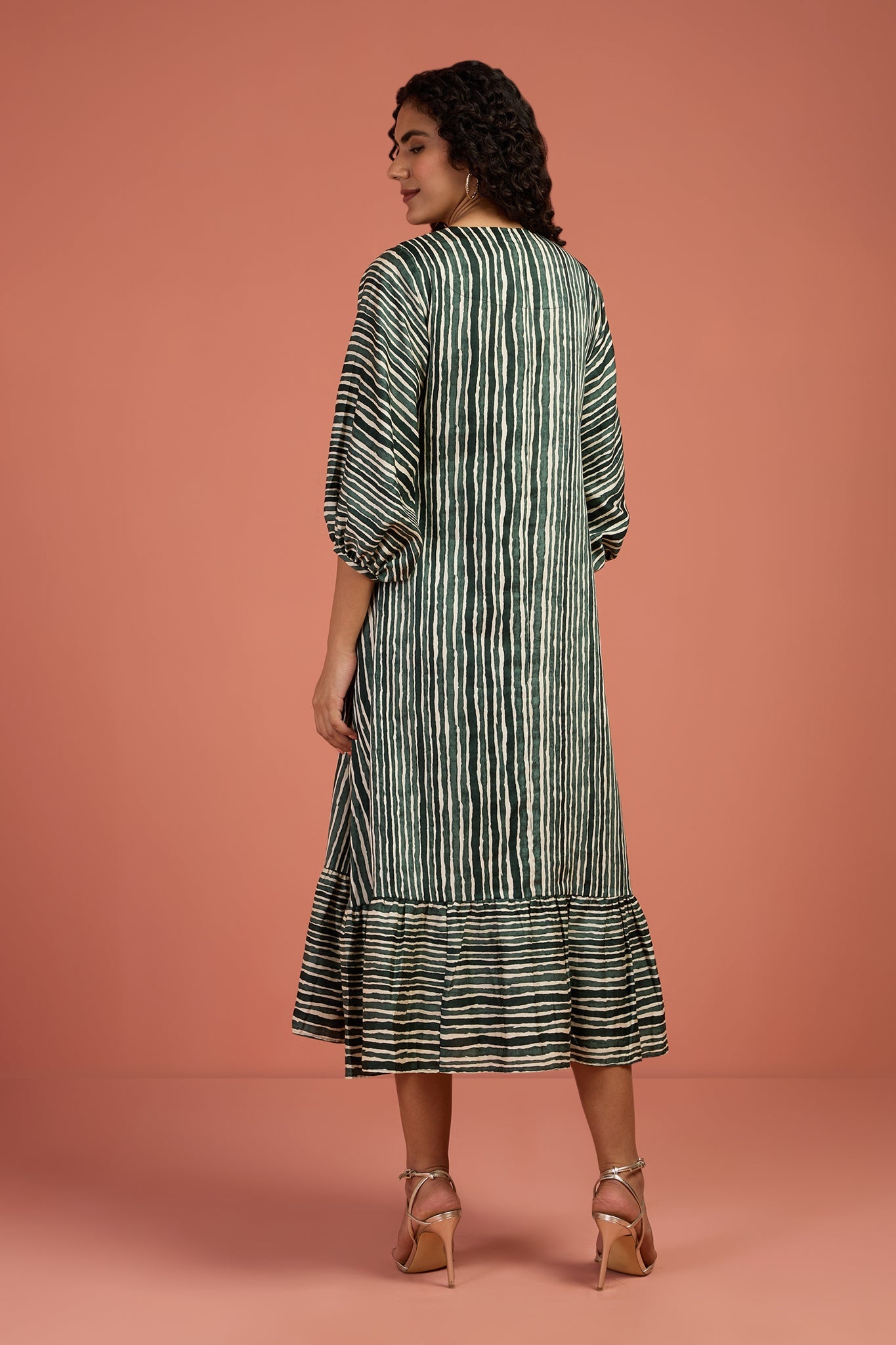 Maati Craft Song of Cypress Midi Dress with Ruffle Border