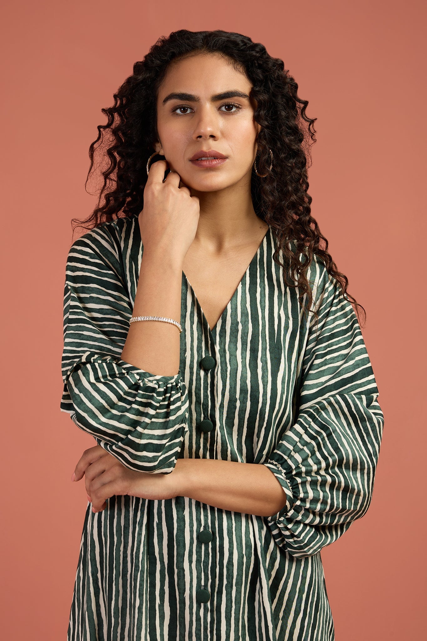 Maati Craft Song of Cypress Midi Dress with Ruffle Border