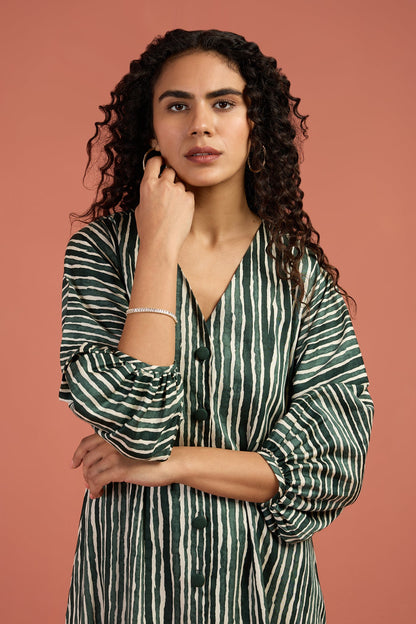 Maati Craft Song of Cypress Midi Dress with Ruffle Border