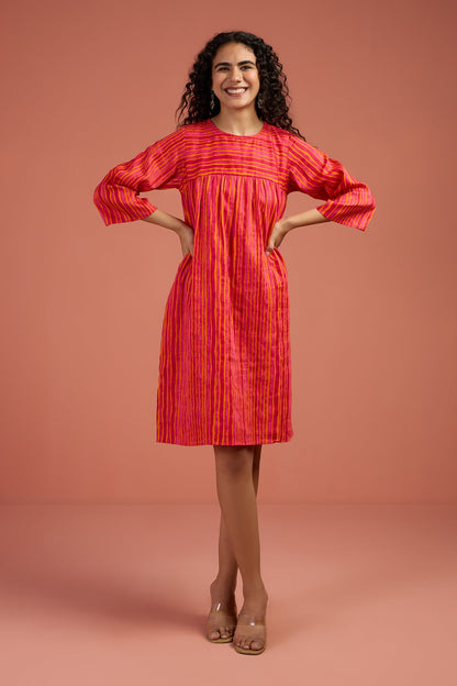 Maati Craft Sunberry Sorbet Stripes Gather Dress