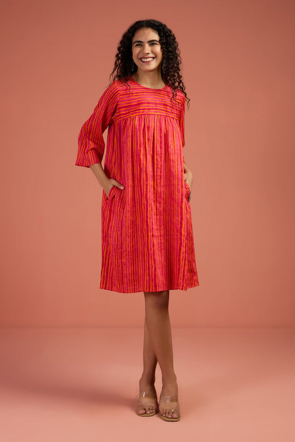 Maati Craft Sunberry Sorbet Stripes Gather Dress