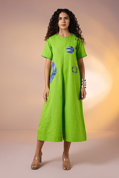 Citrus Cosmos Jumpsuit With Pockets & Sleeves