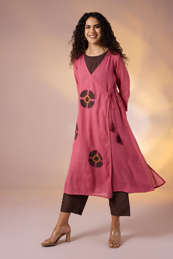 Terra Rosa Angrakha Tie-Up Jacket & Sleeveless Dress Co-ord (set of 2) Mc